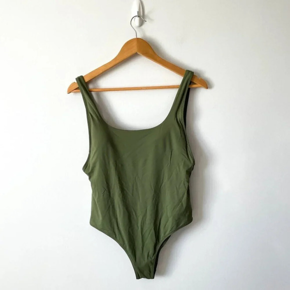 Zara  Olive Green Classic One Piece Swimsuit Size XL - Picture 4 of 10